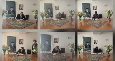 livro de condolências e prestar homenagem após o martírio do Ayatollah Ali Khamenei